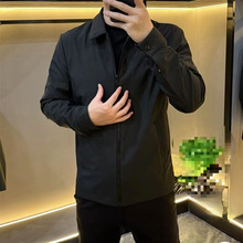 跨境春季新款男士简约时尚商务休闲行政夹克外套修身显瘦百搭翻领