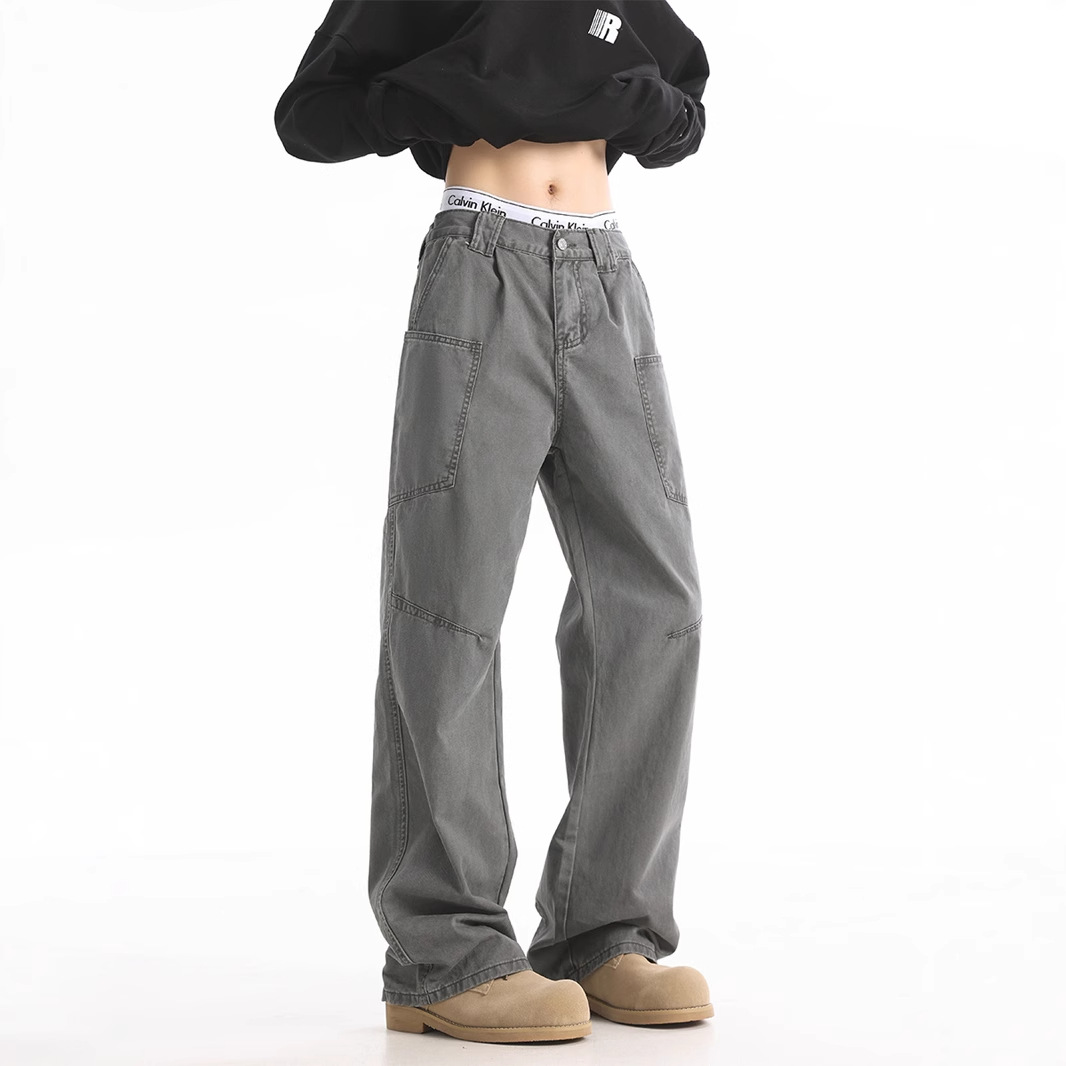 美式复古伐木工装裤子男高街潮牌设计感宽松休闲cleanfit直筒长裤