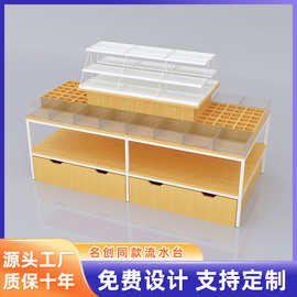 商场多层流水台中岛货柜化妆品母婴展柜精品文具店超市货架展示架