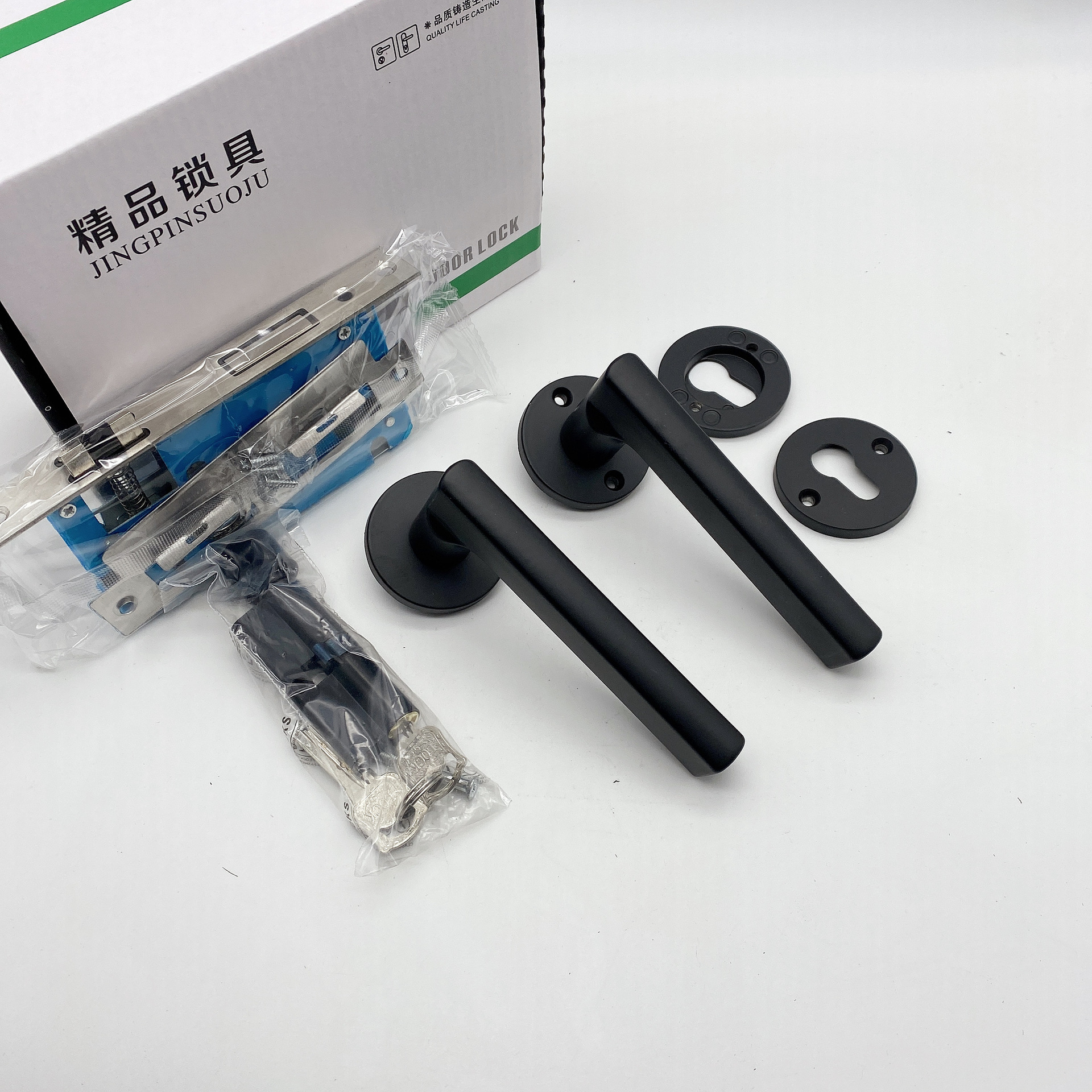 Círculo split simple cerradura de la puerta de madera dormitorio interior cerradura de la puerta magnética mudo negro universal manija de la puerta