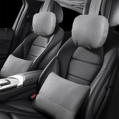 自動車用ヘッドレスト鹿革ベルベットヘッドレスト＆ランバーサポートセット 車用背もたれクッション 腰痛対策クッション 車載シート腰枕