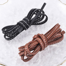 5mm高档皮绳黑色咖色PU扁皮绳子diy手工串珠饰品配件包包挂件辅料