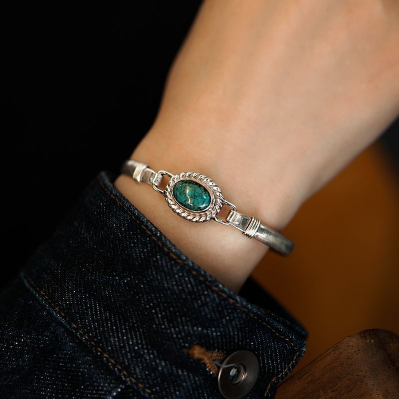Retro Style High-End Artificial Turquoise Bracelet Wrist Handmade Men's and Women's Niche Design Personalized Trendyy Bracelet Retro Style High-End Artificial Turquoise Bracelet Wrist Handmade Men's and Women's Niche Design Personalized Trendyy Bracelet