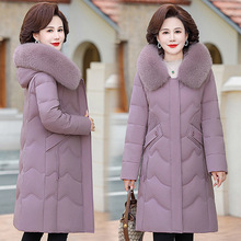 轻奢中长款过膝秋冬加厚洋气高贵外套中老年妈妈宽松简约羽绒服女