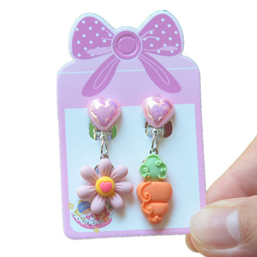 Cute Animal Rainbow Heart Shape Plastic Stoving Varnish Kid's Ear Clips 1 Pair display picture 33