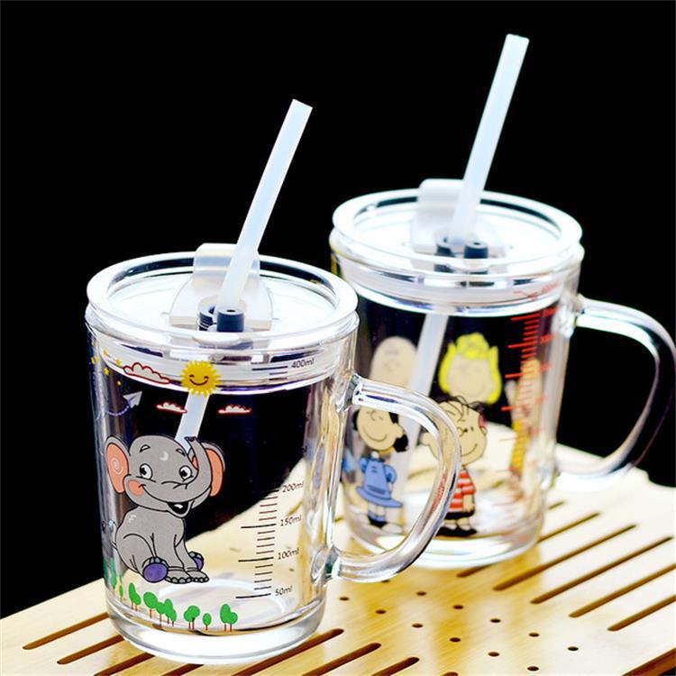 High-Looking Scale Straw Glass Office Milk Cup Juice Breakfast Cup Summer Ins Water Cup Wholesale