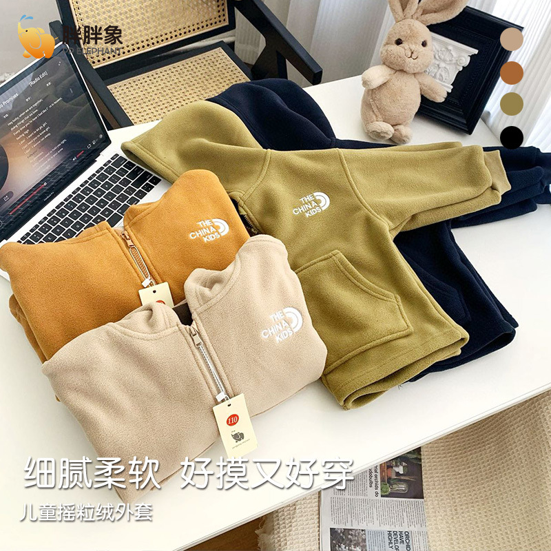 Chaqueta de vellón polar para niños, modelos de primavera y otoño 2024, nuevos niños, ropa de otoño con capucha para niños, chaqueta gruesa para niños