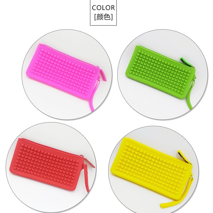 Bolsa de almacenamiento de silicona de gran capacidad de alto aspecto bolsa de cosméticos de cremallera multifuncional portátil cuadrada con impresión de logotipo