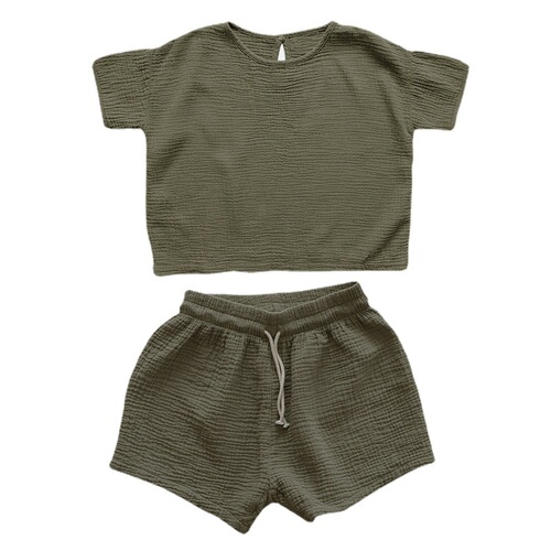 Children's unisex two-piece shorts set  spring new pure cotton skin-friendly casual short-sleeved wholesale