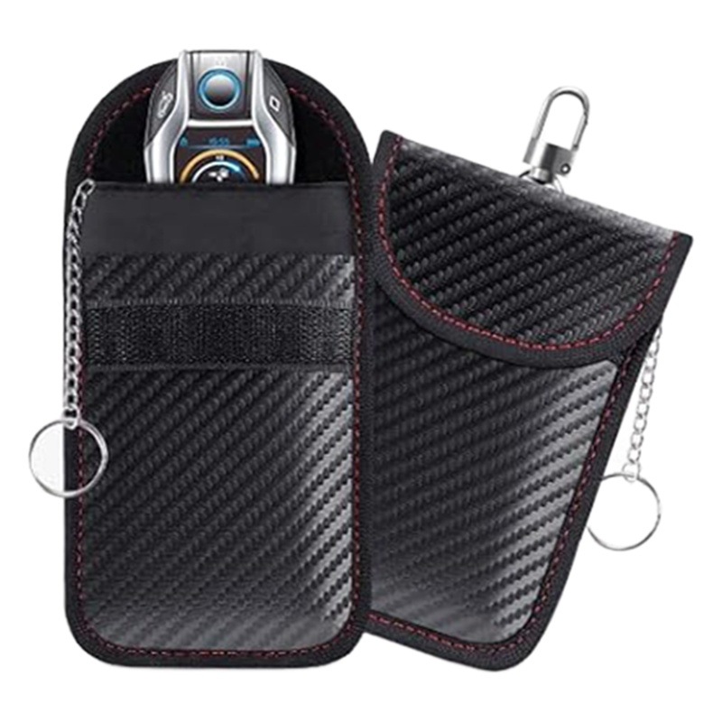 2024 new RFID carbon fiber car shielded key bag mobile phone signal shielding bag anti-location tracking detection