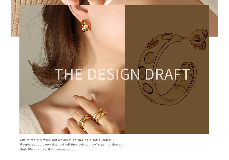 Simple Style C Shape Titanium Steel Plating Earrings 1 Pair