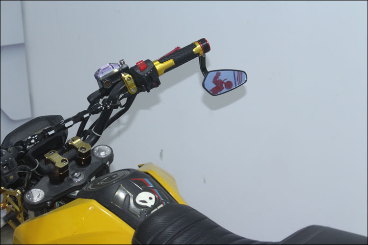 Motorcycle and Electric Vehicle Rearview Mirror, Handlebar Folding Mirror, Handlebar End Cap, Reflector, Rearview Mirror, Rotatable Blue Mirror
