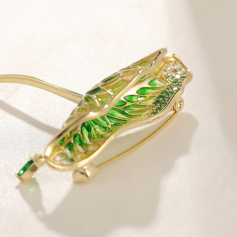 New design advanced lotus leaf brooch, handmade enamel color gradual change pin_voghion.com