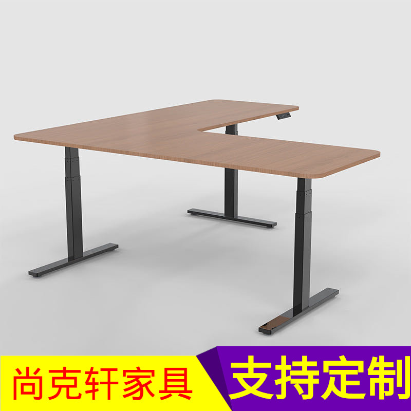Corner electric lifting table L-shaped standing computer desk automatically adjustable three-motor Workbench bracket