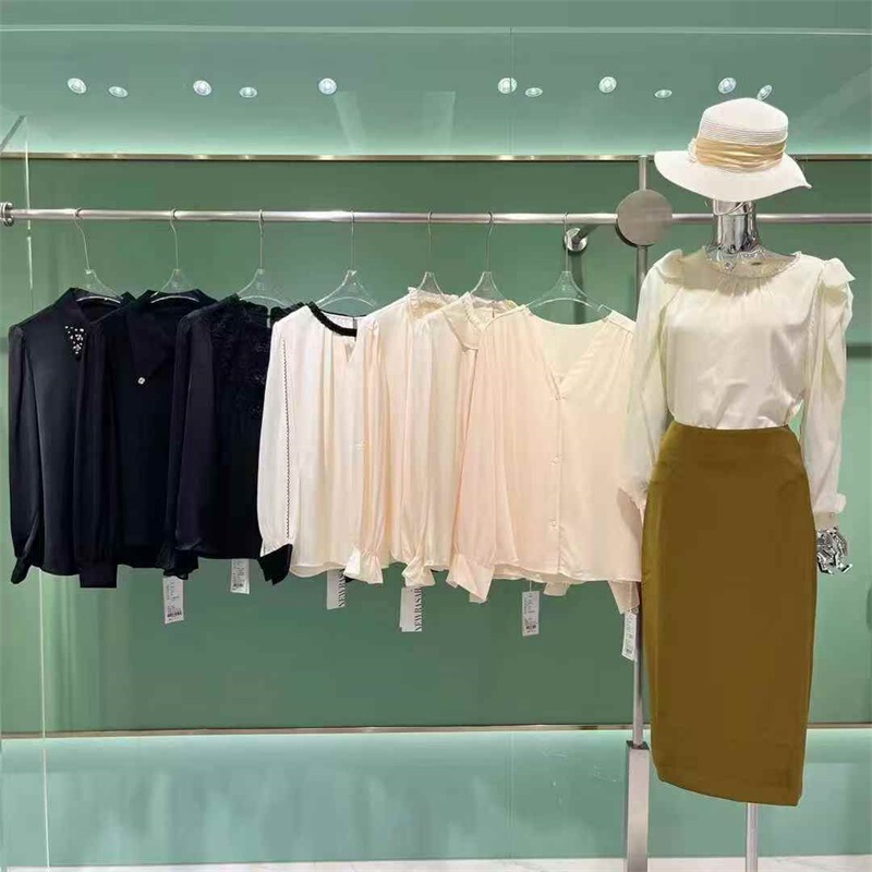 25 Spring New Bazaar Lace Shirt Commuting Style Tencel Top Brand Discount Tiktok Kuaishou Live Authentic Product