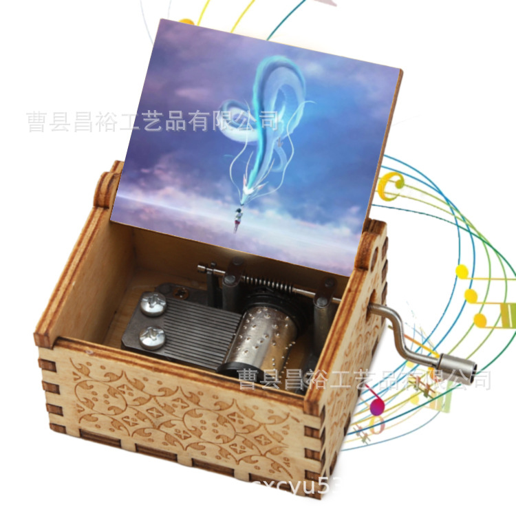 木製の手作りオルゴール創意カラープリント千と千尋のオルゴール木製の手を振ってオルゴールクロスボーダー専用です。