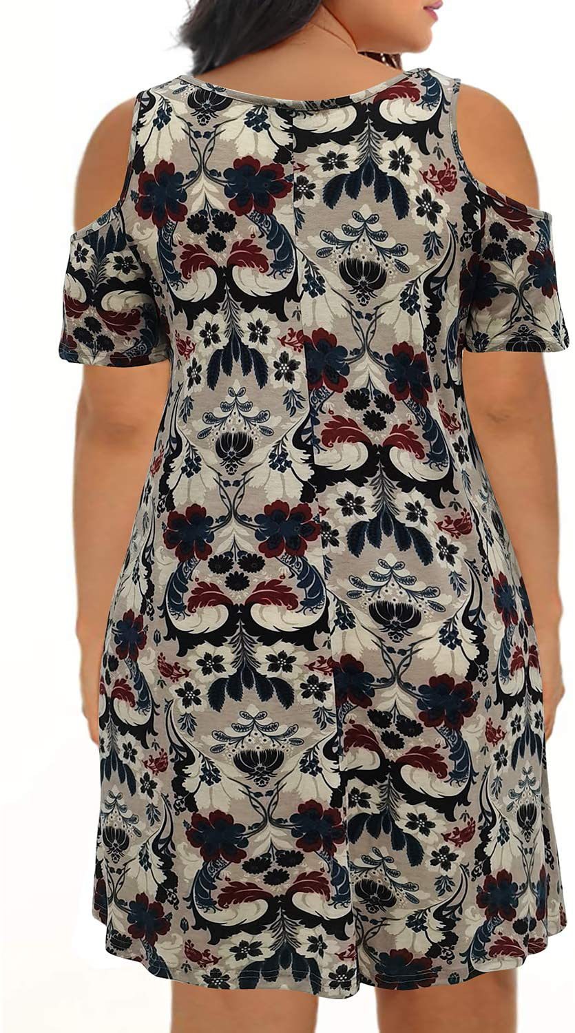 2025 primavera y verano nueva Europa y América transfronteriza Amazon AliExpress ropa de mujer cuello redondo mangas cortas hombros abiertos vestido impreso image 12