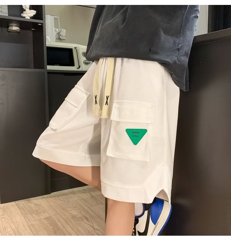 Waffle Shorts Hombres ins Summer American Trendy Brand Medio Pantalones sueltos Casual Trend Baloncesto Pantalones de cinco puntos