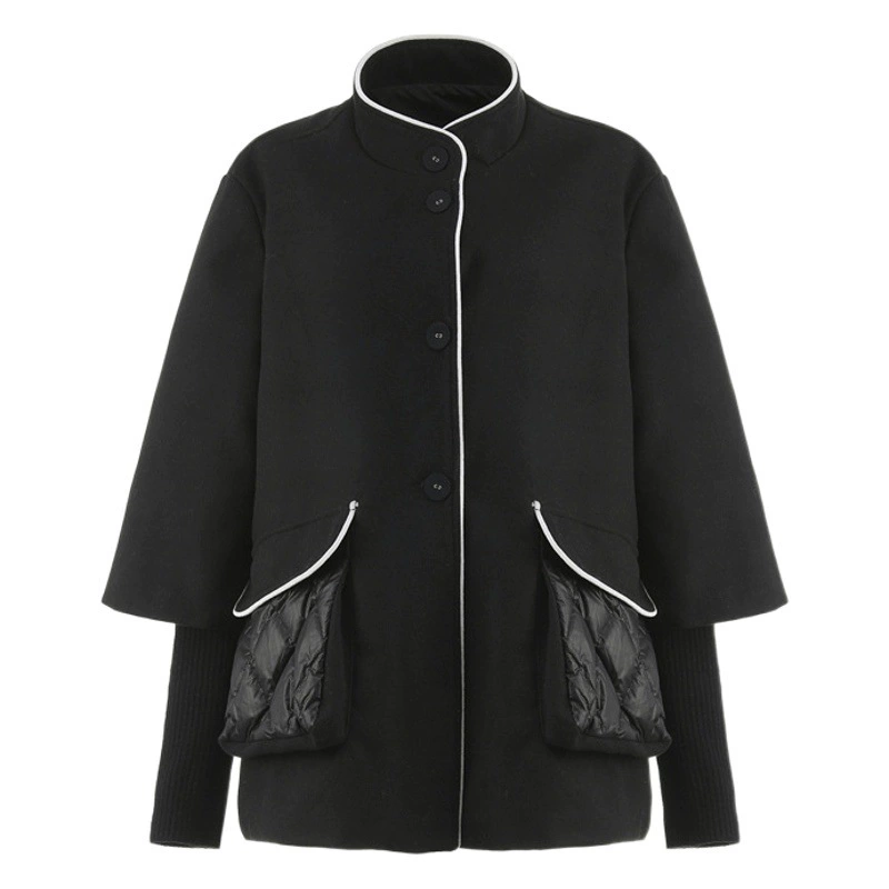 Новая женская одежда больших размеров в корейском стиле 2024 года, шерстяной пэчворк, очень большой размер для полных женщин, пуховик 225