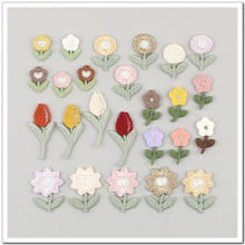 带叶小花朵刺绣五瓣小梅花朵贴儿童发夹饰品材料衣帽裤袜配饰辅料