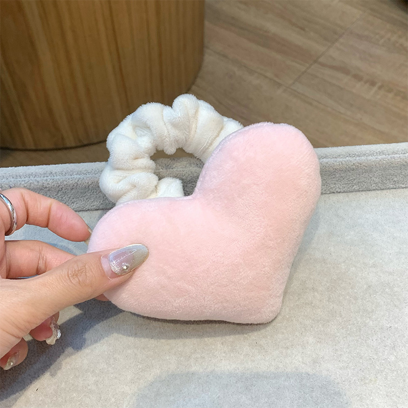 Dulce amor anillo de cabello gordo relleno tridimensional algodón corazón de niña lindo bola cabeza de caballo cola de cabello adornos de cabello duraderos