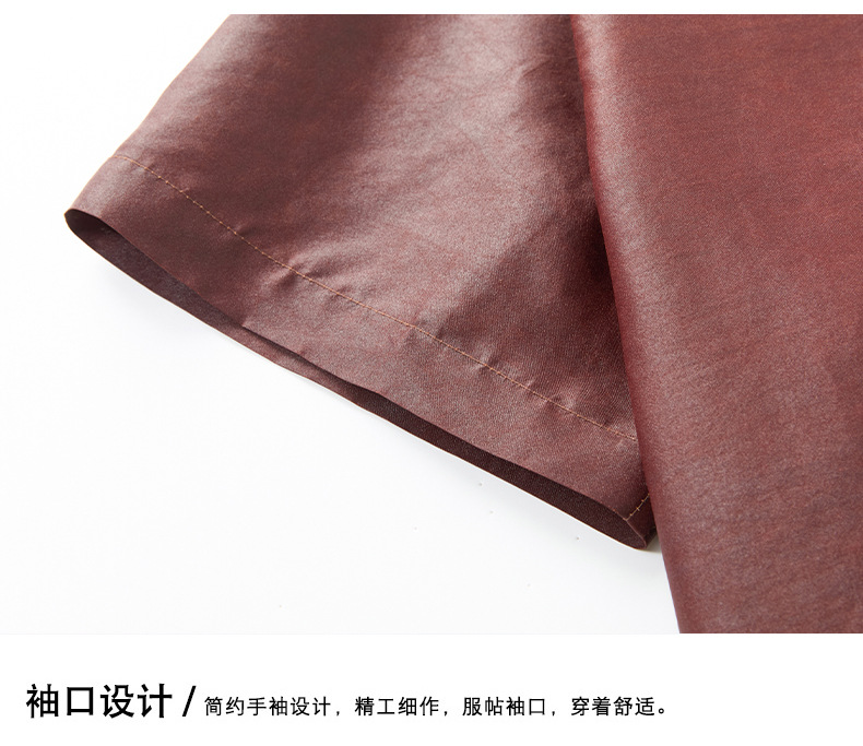 Áo sơ mi nam tay ngắn cổ bẻ chất lụa tơ tằm cao cấp họa tiết vân rùa — Đỏ HT5906 chi tiết 20