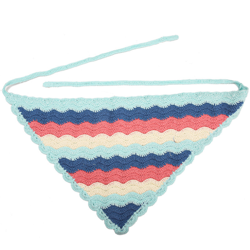 Francia cereza toallas triangulares mujeres primavera y otoño viajes padres-hijos gancho de punto flores hueco pañuelo de arte correa de pelo gorro