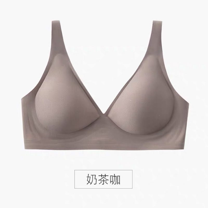 Negro tecnología Seamless jelly ropa interior de látex las mujeres pequeño pecho profundo V push up soporte superior sujetador inalámbrico sueño