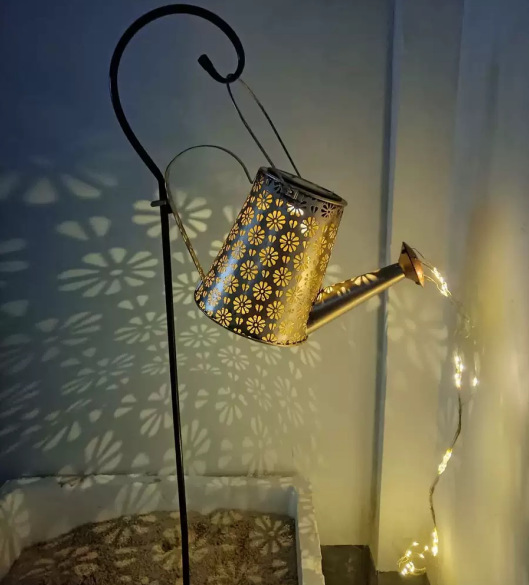Lámparas solares de hervidor de agua al aire libre, impermeables y huecas, lámparas de césped insertadas en el suelo, lámparas de ducha de agua corriente, decoración del paisaje del jardín