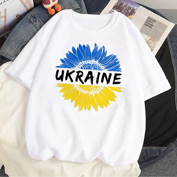 Ukraini Ukraine Flag t shirt women anime Japanese summer Tee
