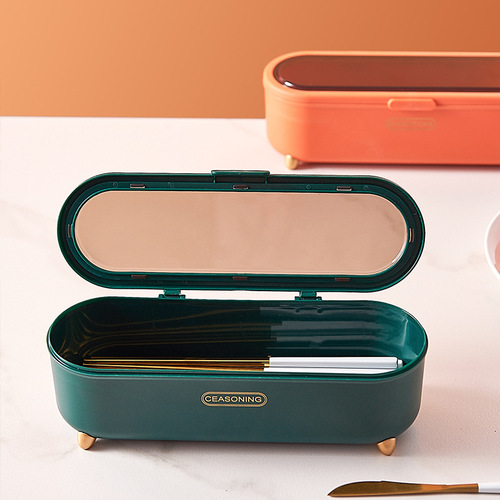 Set of one-piece chopstick holder, household plastic draining chopstick storage box, kitchen utensil spoon stand, condiment box