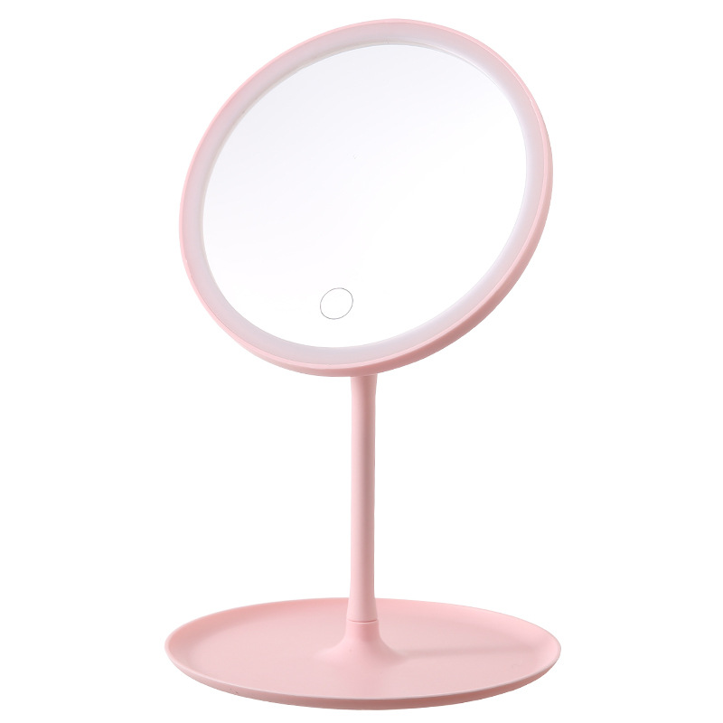 Espejo de maquillaje de plástico con luz inteligente ajustable luz tricolor espejo de vestir dormitorio táctil led espejo de maquillaje