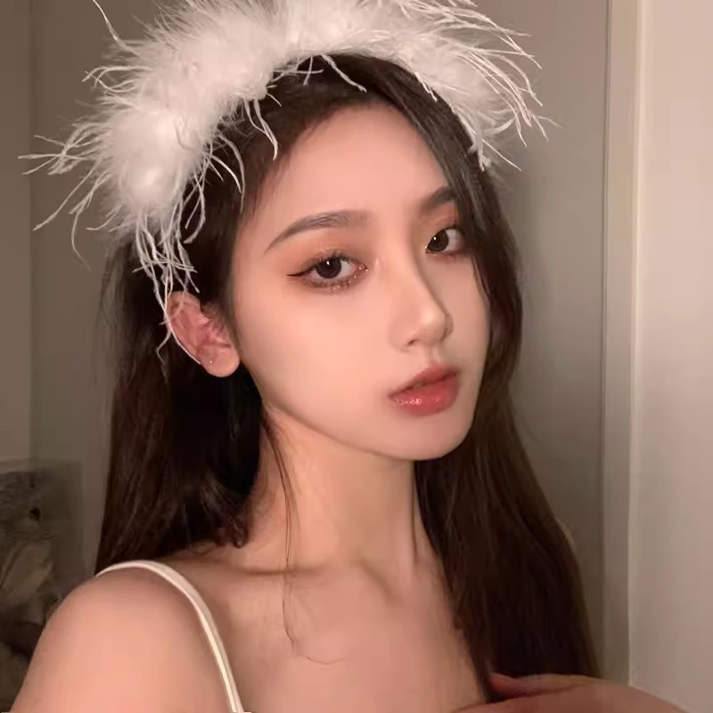 크리스마스 선기삼계 개성 타조 깃털 머리띠 선녀 기질 머리띠 닭털 머리장