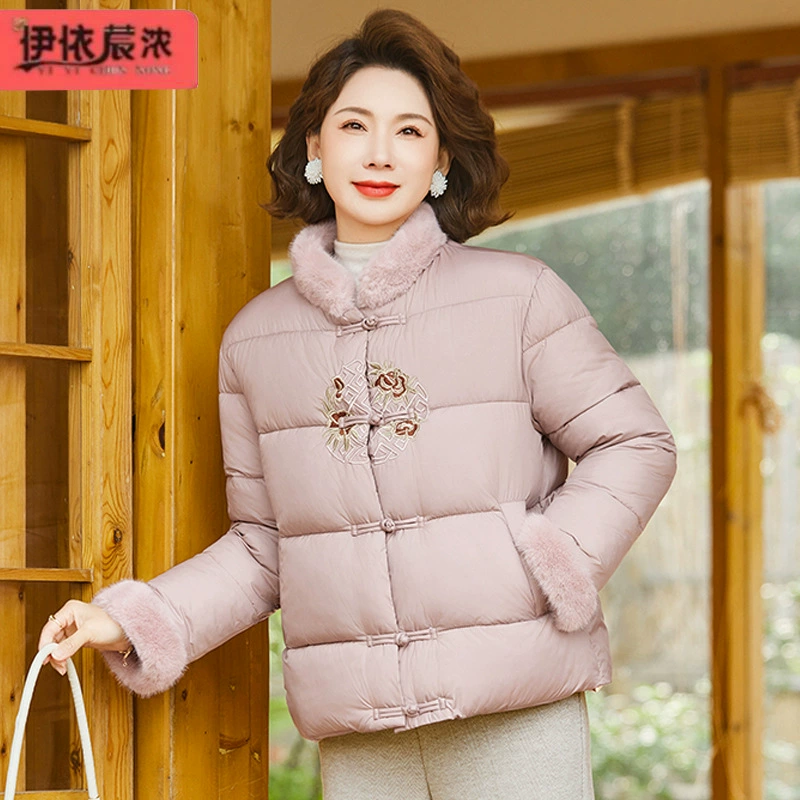Зимний новый модный национальный ветер хлопчатобумажная одежда для пожилых женщин
