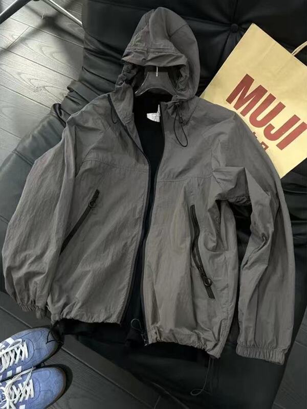 Summer Ice Silk Hooded Sun Protection Jacket for Men, Trendy Brand, Couple Style, Loose Fit, Versatile, Outdoor Sports Lightweight Jacket Summer Ice Silk Hooded Sun Protection Jacket for Men, Trendy Brand, Couple Style, Loose Fit, Versatile, Outdoor Sports Lightweight Jacket