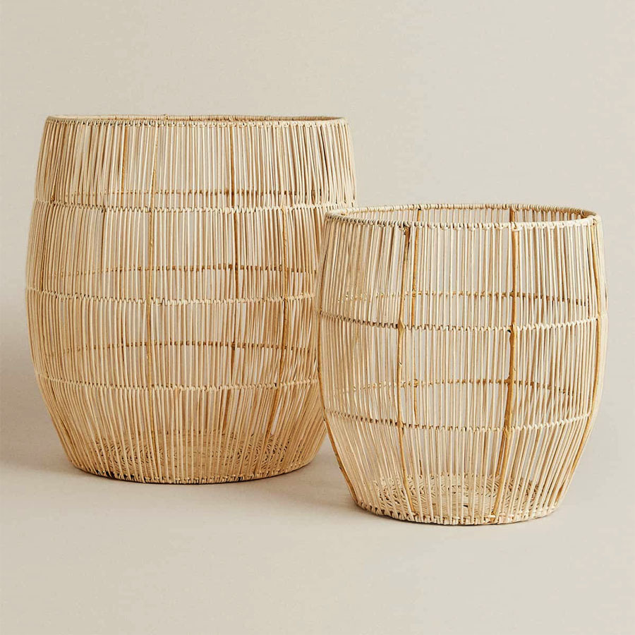 Estilo nórdico ropa sucia canasta de almacenamiento de juguete Marco de hierro canasta de ropa de ratán canasta de lavandería tejida a mano Cubo de lavandería