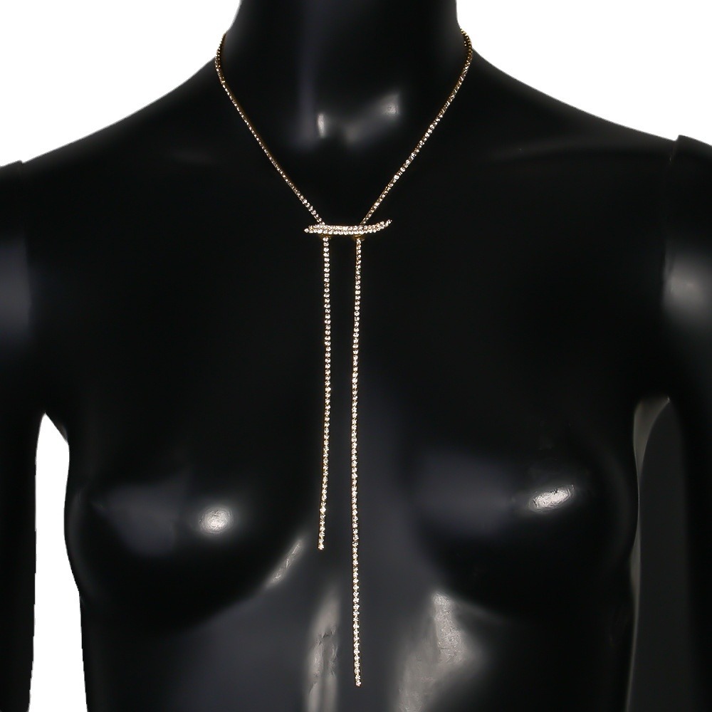 2024 moda simple collar de lengüeta larga moda europea y americana collar de clavícula de diamante accesorios de temperamento collar image 5