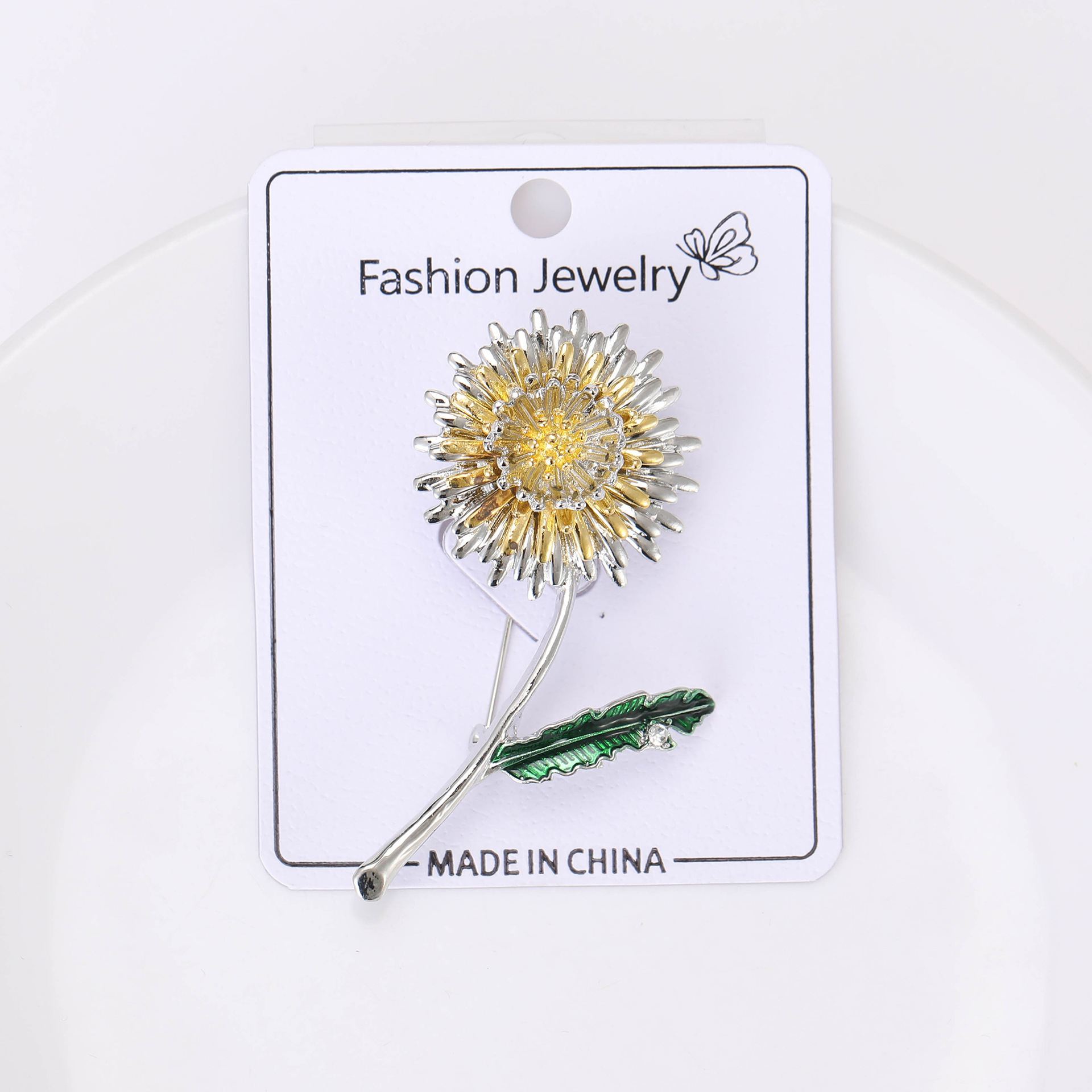 Elegant Simple Style Pin Dandelion Alloy Enamel Inlay Rhinestones Women's Brooches display picture 2