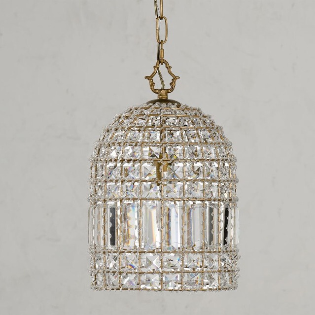 French Antique Crystal Single Head Chandelier Creative Dining Room Lamp Birdcage Personalized Entrance Lamps Retro American Balcony Lamp French Antique Crystal Single Head Chandelier Creative Dining Room Lamp Birdcage Personalized Entrance Lamps Retro American Balcony Lamp