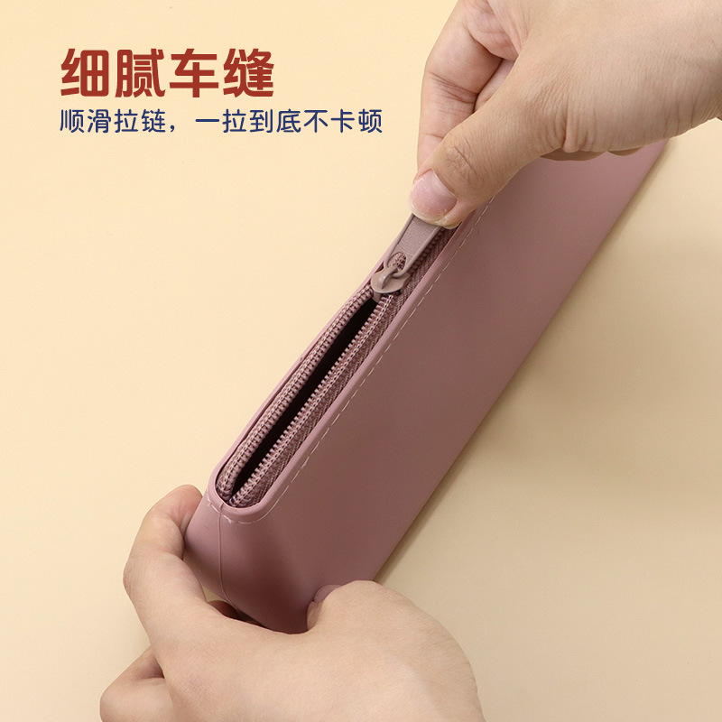 Bolsa de bolígrafo de silicona coreana simple bolsa de papelería impermeable viaje portátil maquillaje bolsa de almacenamiento puede imprimir logotipo