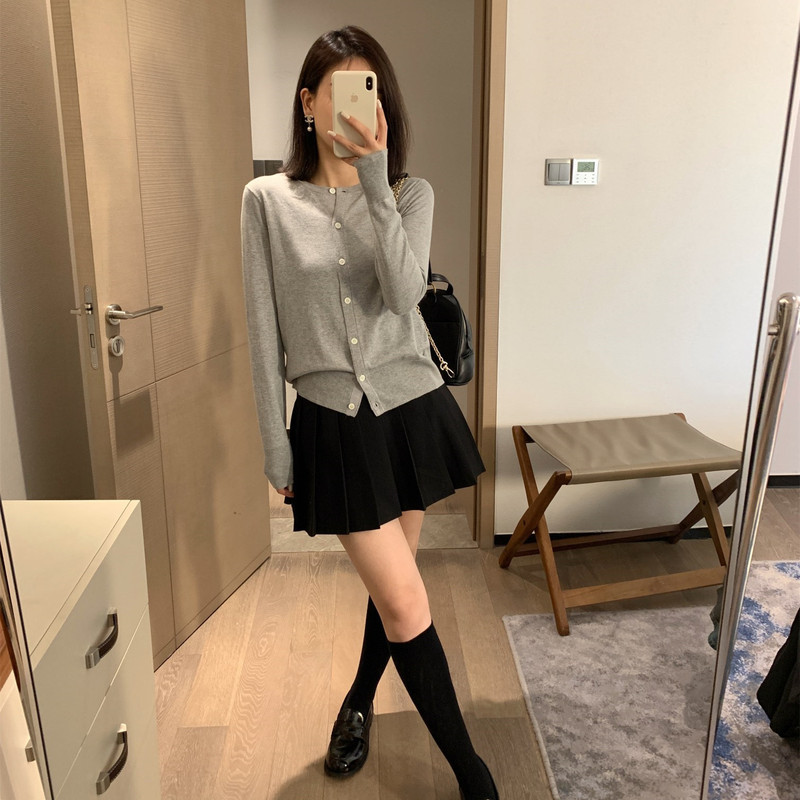 早秋女款舒适柔软经典刺绣百搭日常通勤老钱风6色针织长袖开衫|undefined