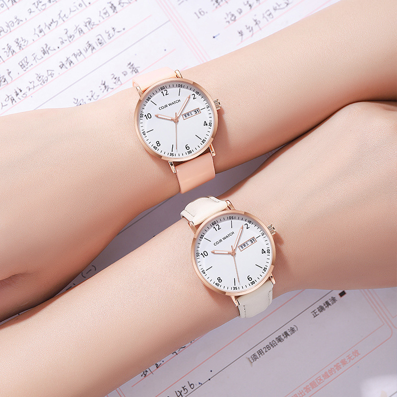 Cojr Kidsren's Student Junior High School Ladies' Accessible Luxury Niche Simple Elegant Silent Luminous Waterproof Quartz Watch Women's Watch