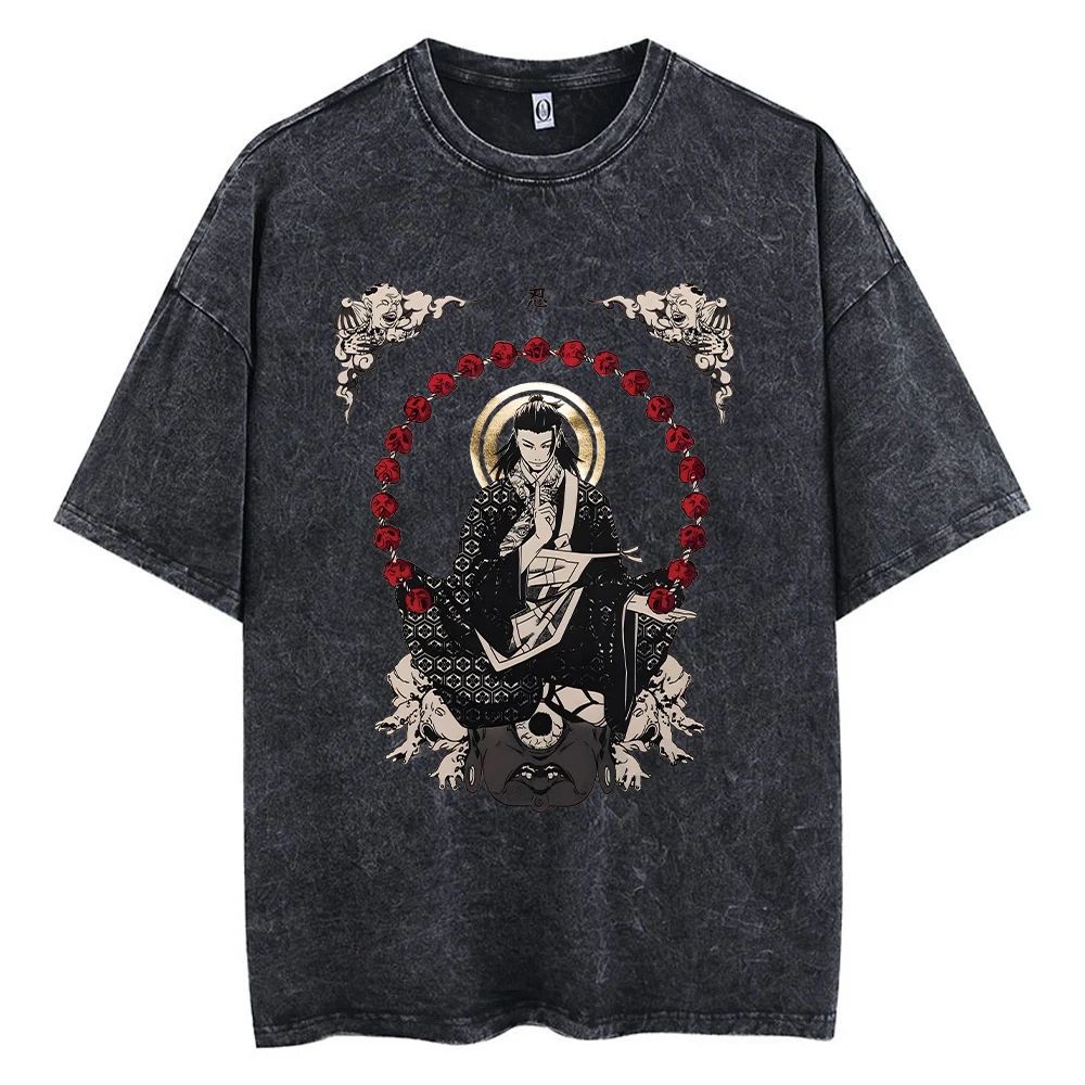 Short Sleeve Round Neck Y2K T-Shirt Men's Clothing New Tops & T-Shirts Men's Anime Judo Retro Washed Geto