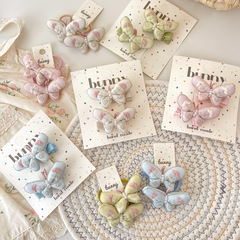 春のピンク系の子供のヘアピンの手作り刺繍は甘くて弾力性が高いです。