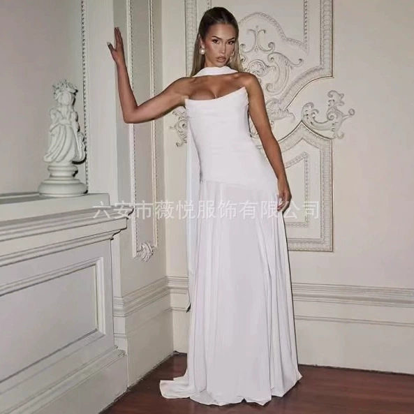 Colored bra top, design fitted evening dress, European style, trend of season, backless