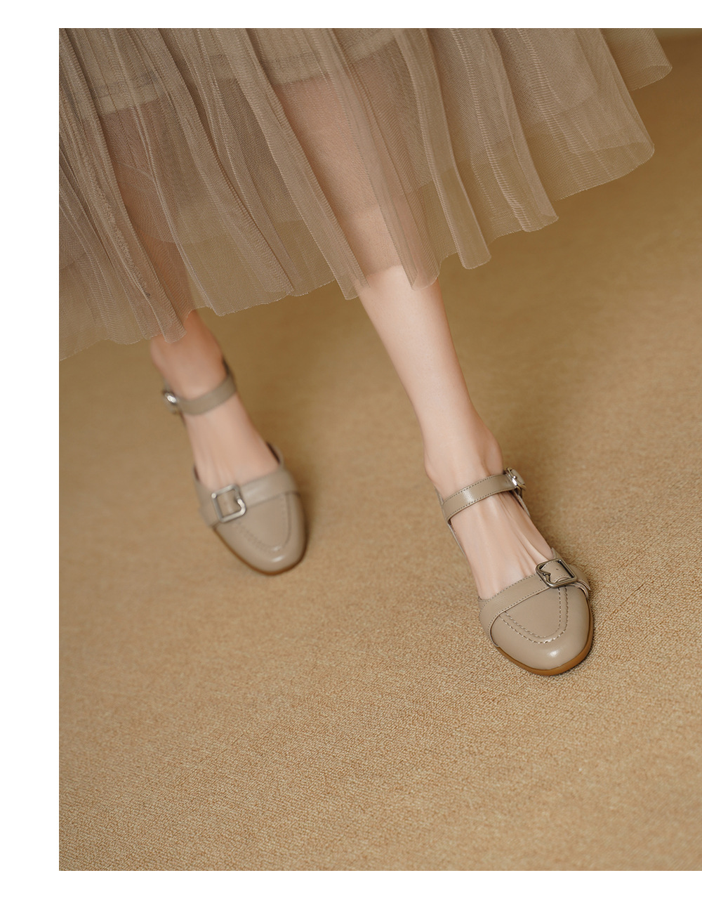 Sandal cao gót nữ hở mũi quai ngang khóa cài, gót 5 cm — đen chi tiết 7