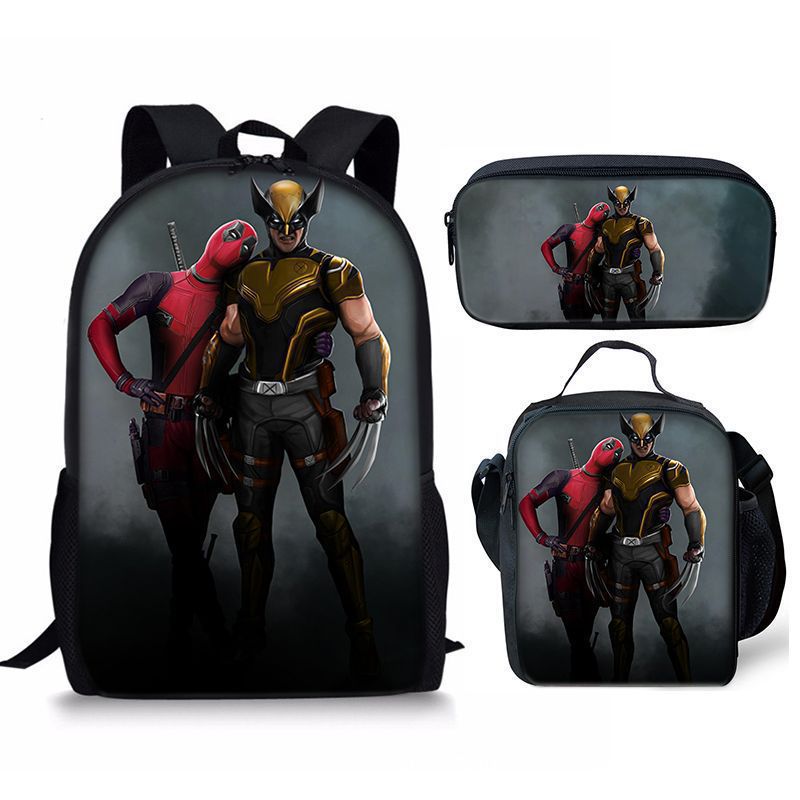 Nuevo deadpool Deadpool paquete de comida de tres piezas bolsa de lápices estudiante mochila de bebé Amazon lindo todo fósforo portátil