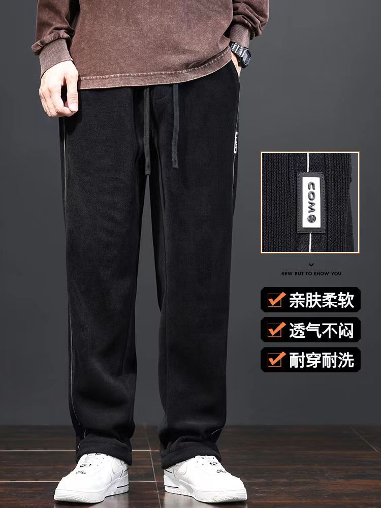 Pantalones deportivos de pana para hombre 2023 nuevo Otoño e Invierno otoño Boao terciopelo pantalones casuales de pierna ancha Pantalones deportivos para hombre