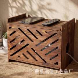 木质路由器收纳架家用wifi音响投影仪置物架桌面数据线电缆整理盒