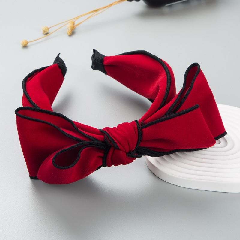 Korean Solid Color Cloth Big Bow Headband Fashion Wide-brimmed Hair Accessories display picture 4